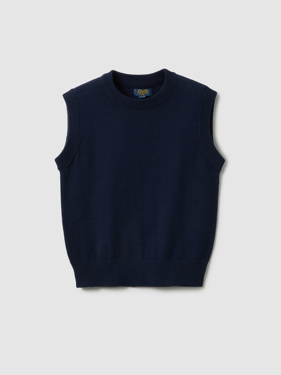Children's blue pure cotton vest regular fit_0