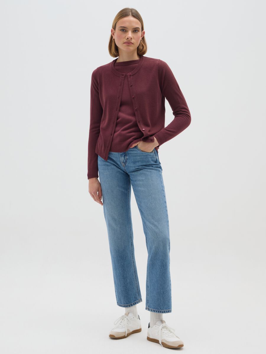Red Mixed Yarn Cardigan_1
