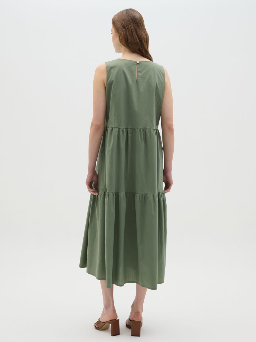 Abito lungo da donna in puro cotone verde regular fit_3