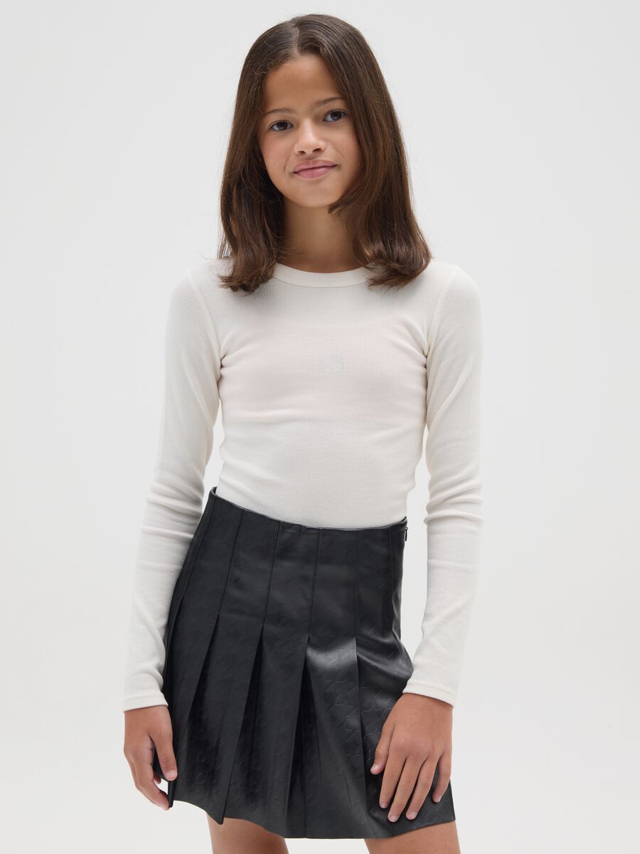 T-shirt da ragazza in cotone bianca regular fit_0