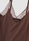 Brown stretch viscose tank top with lace and V-neckline_5
