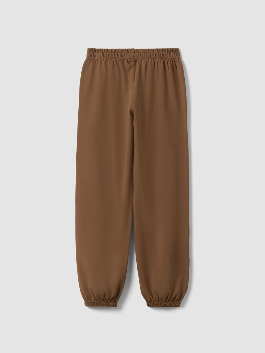 Pantaloni jogger marroni in misto cotone organico e viscosa per ragazza_5