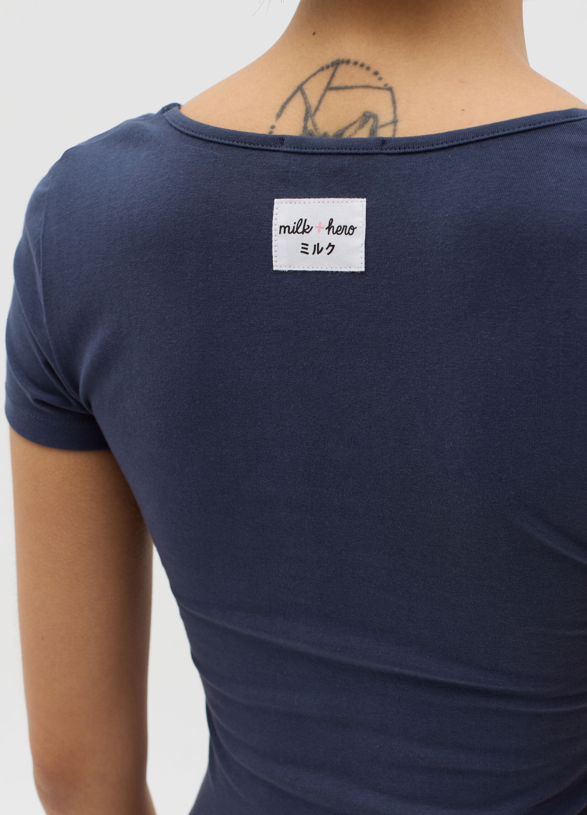 Blue T-shirt with square neckline