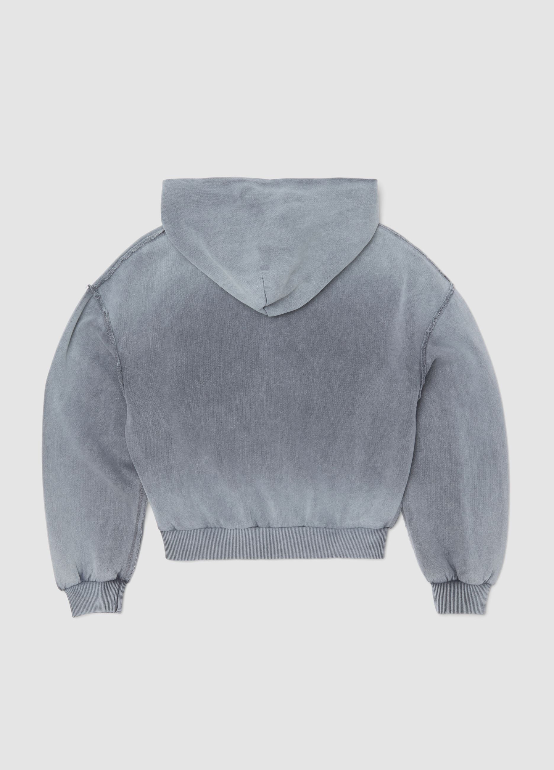 Sun-Faded Full-Zip Hoodie in Vintage Grey