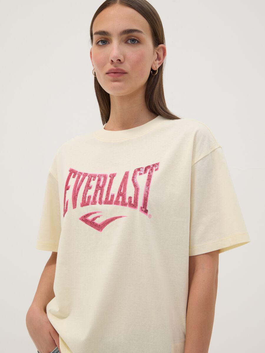 White pure cotton T-shirt with front print, regular fit_0