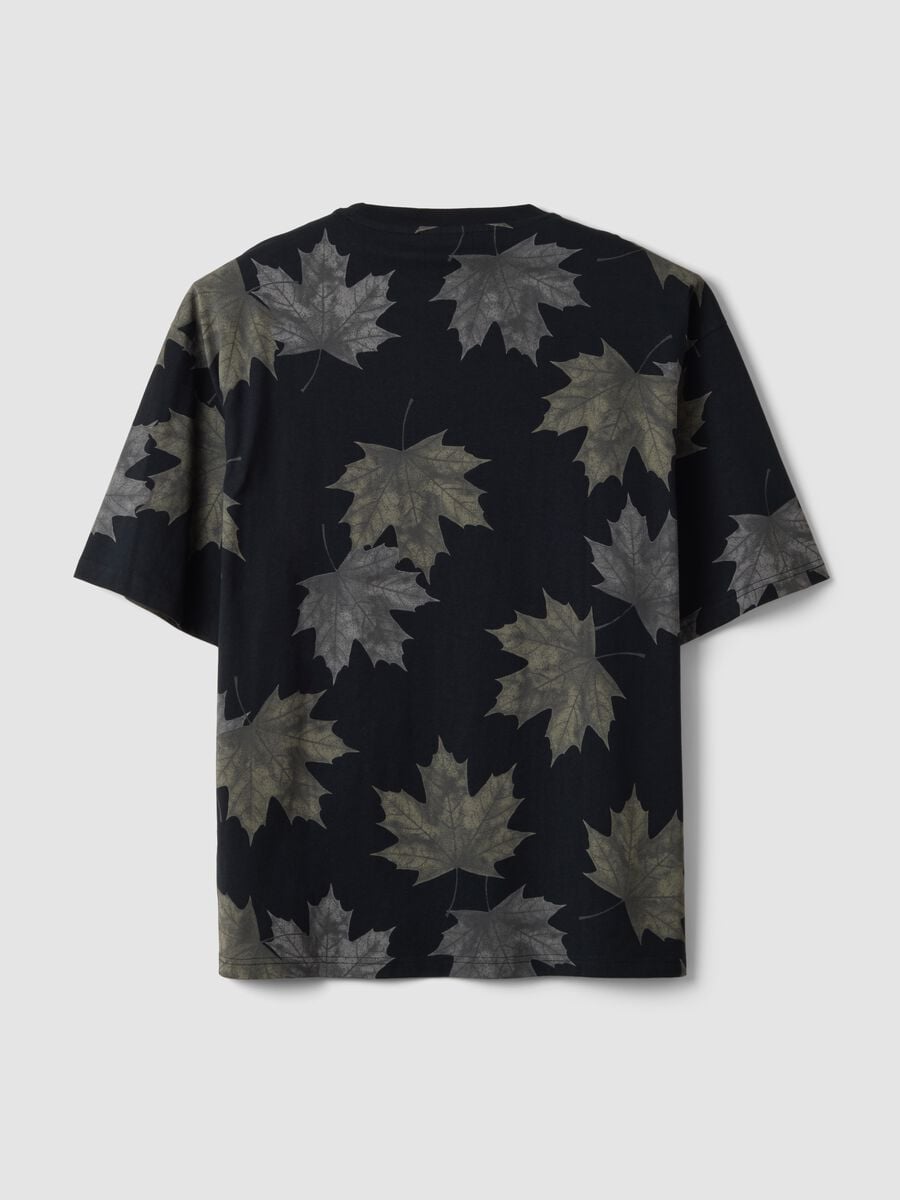 Black pure cotton T-shirt with "Beauty of nature" slogan_1