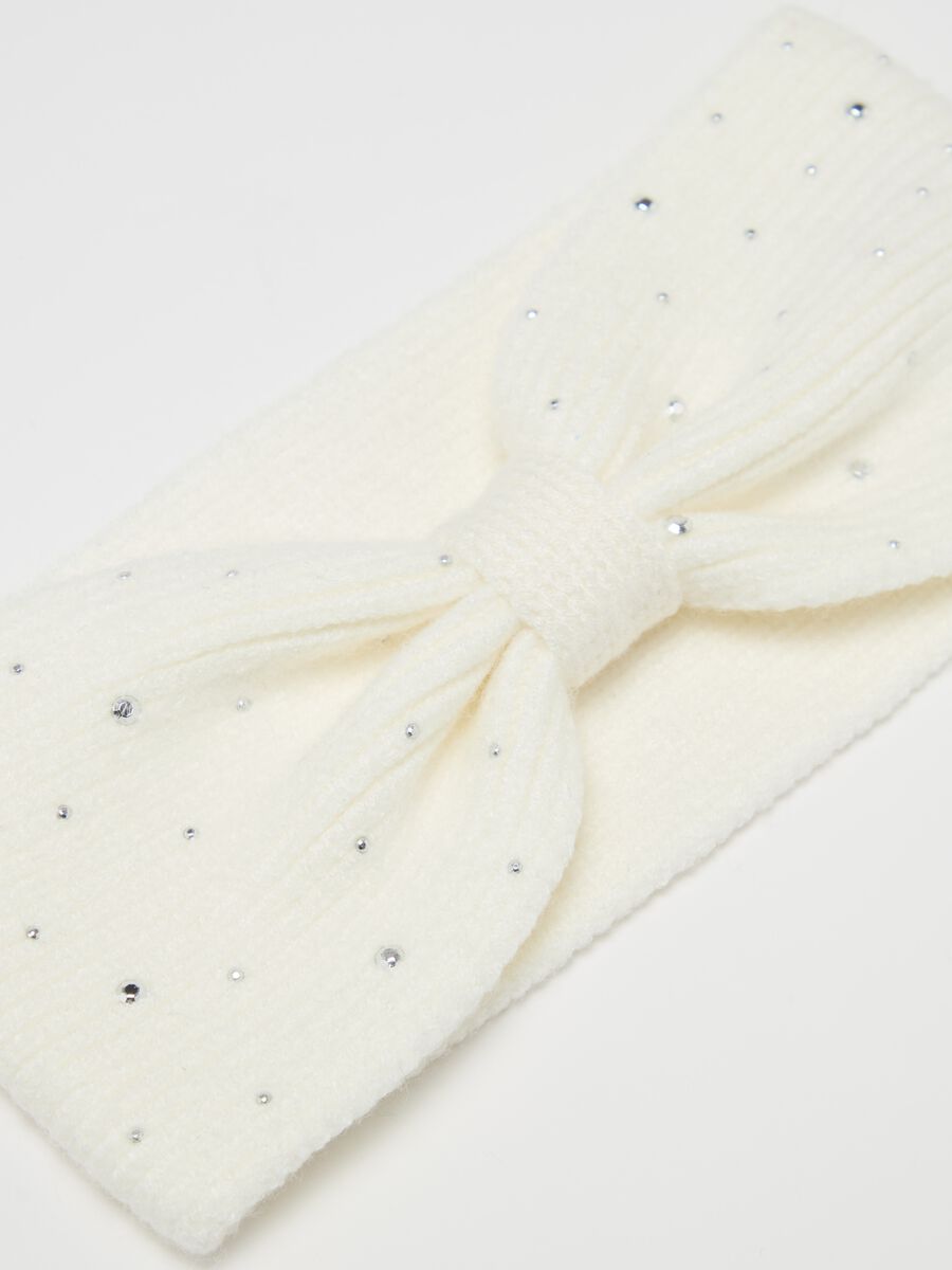 Ribbed hairband with diamanté design_2