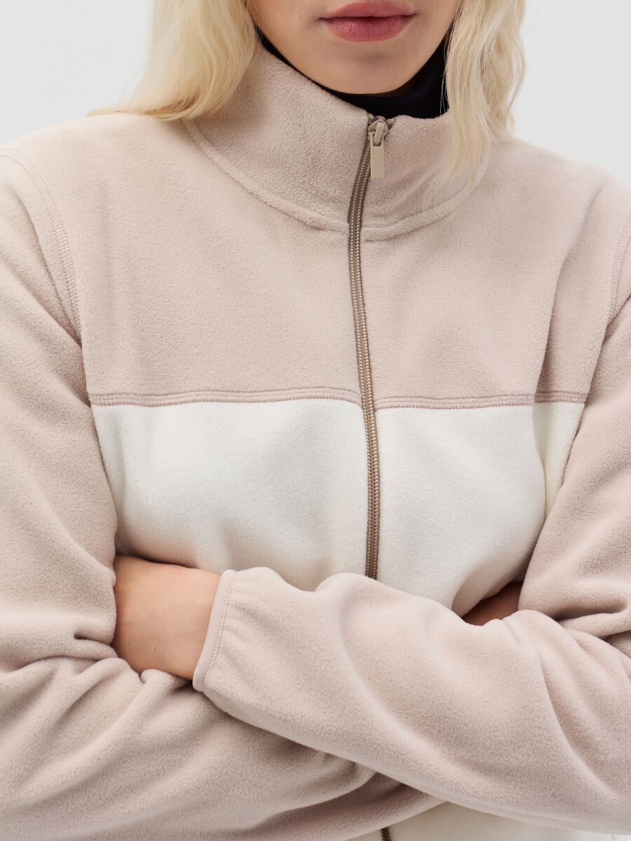 Full-zip sweatshirt in two-tone fleece with high neck_2