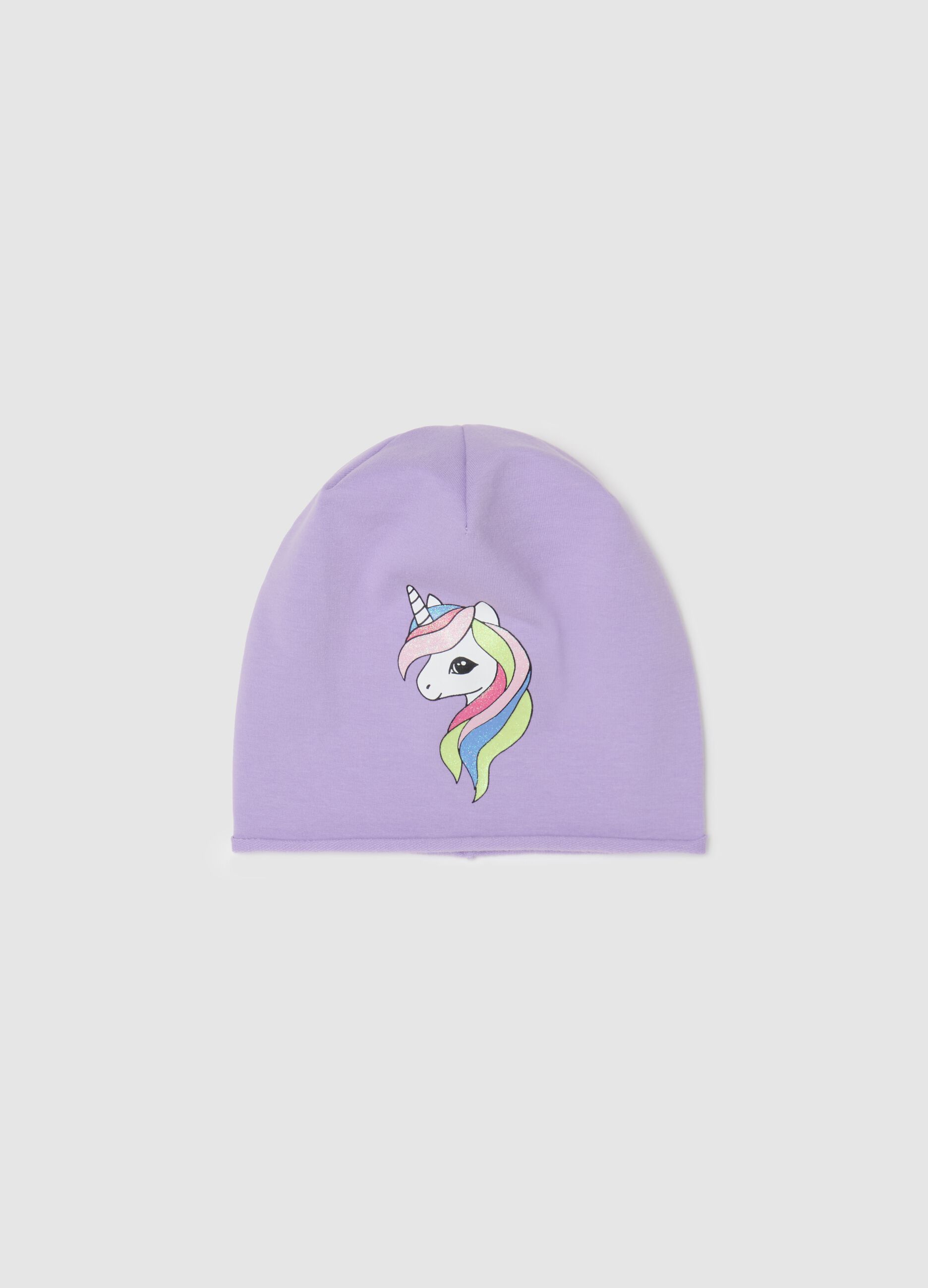 Printed jersey beanie hat