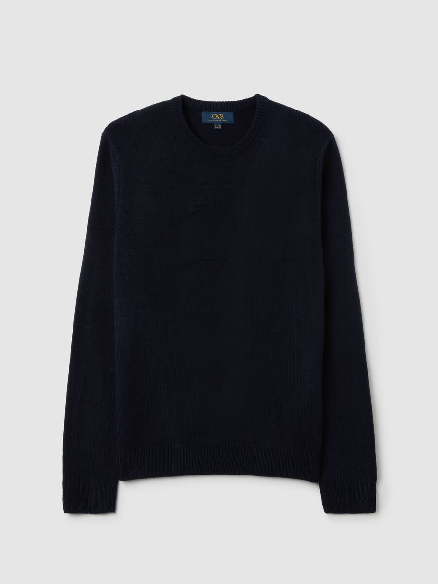 Regular fit blue crewneck sweater_0
