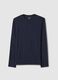 Long sleeve blue t-shirt in stretch cotton regular fit_4