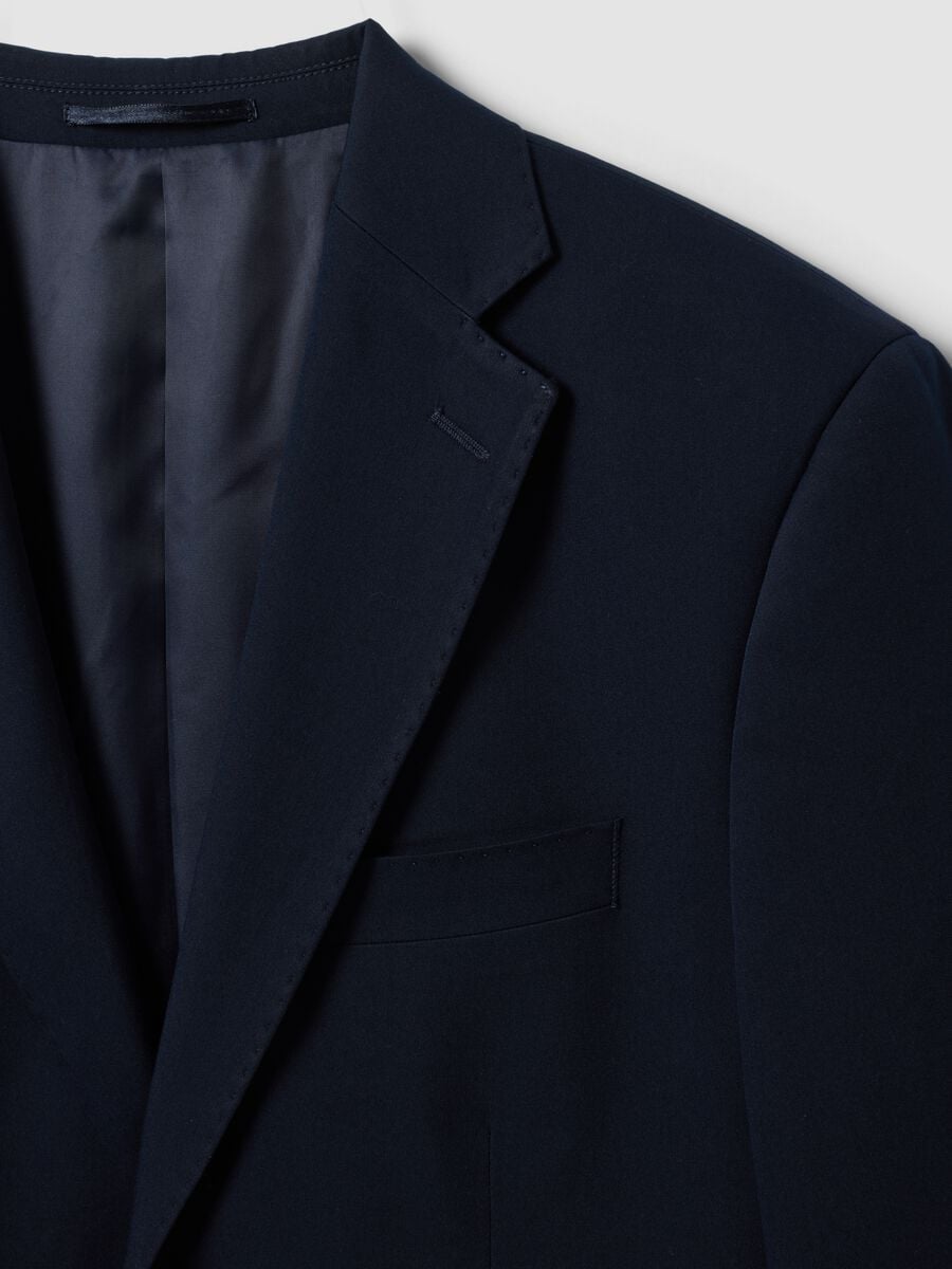 Blazer blu in viscosa elasticizzata con revers classici_5