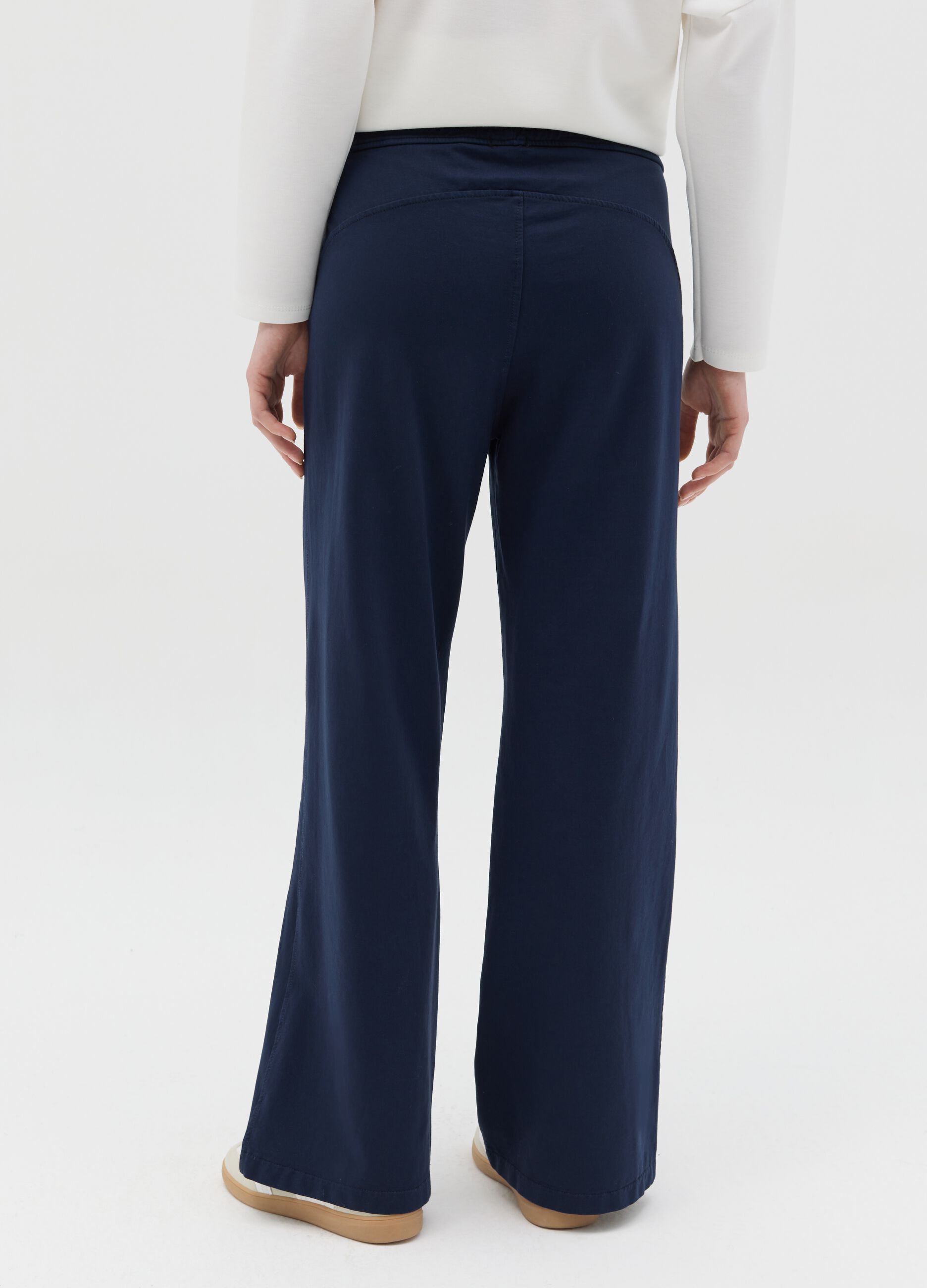 Blue fluid trousers with wide leg