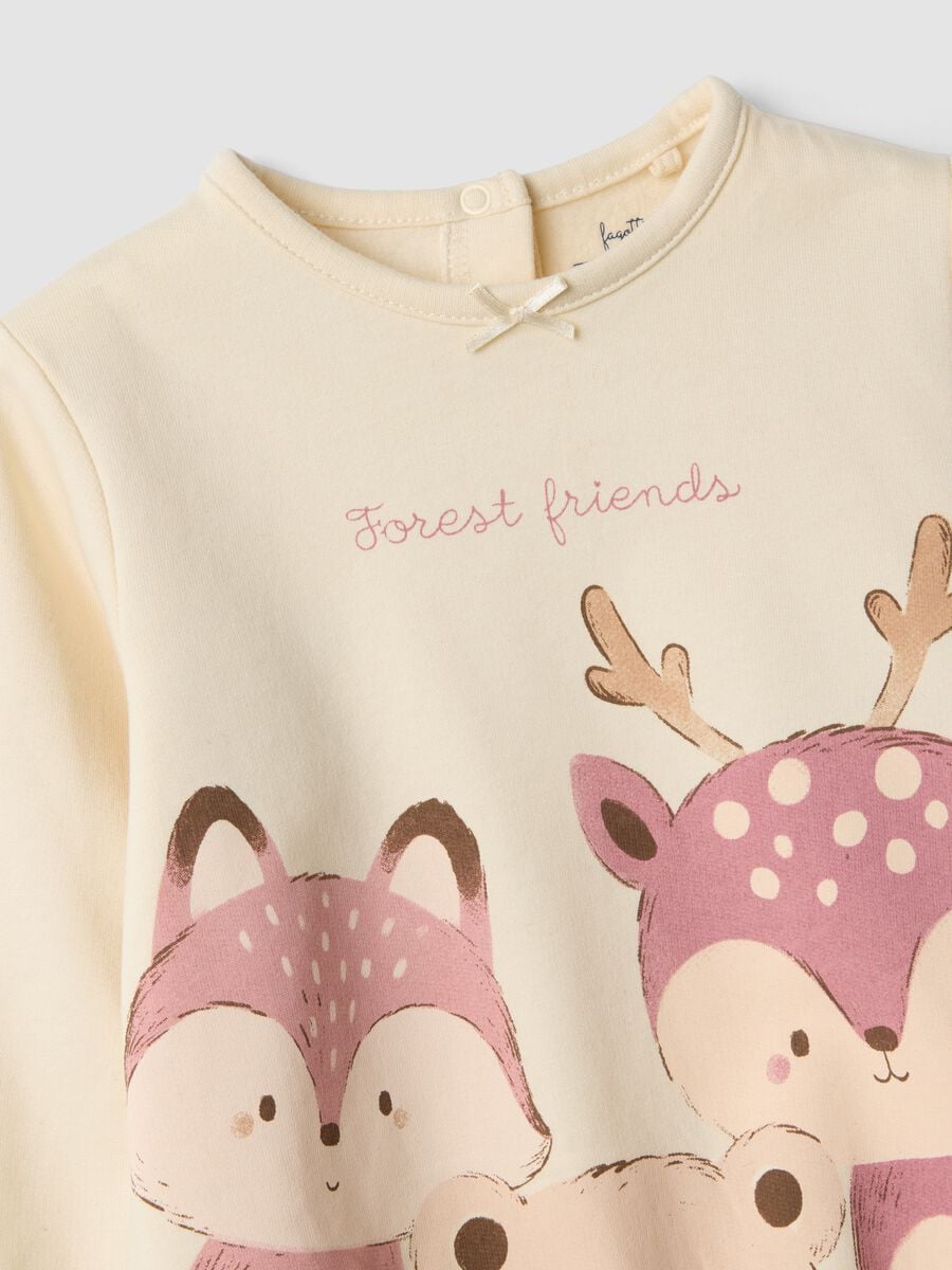 Beige pure organic cotton crew-neck pyjamas_2