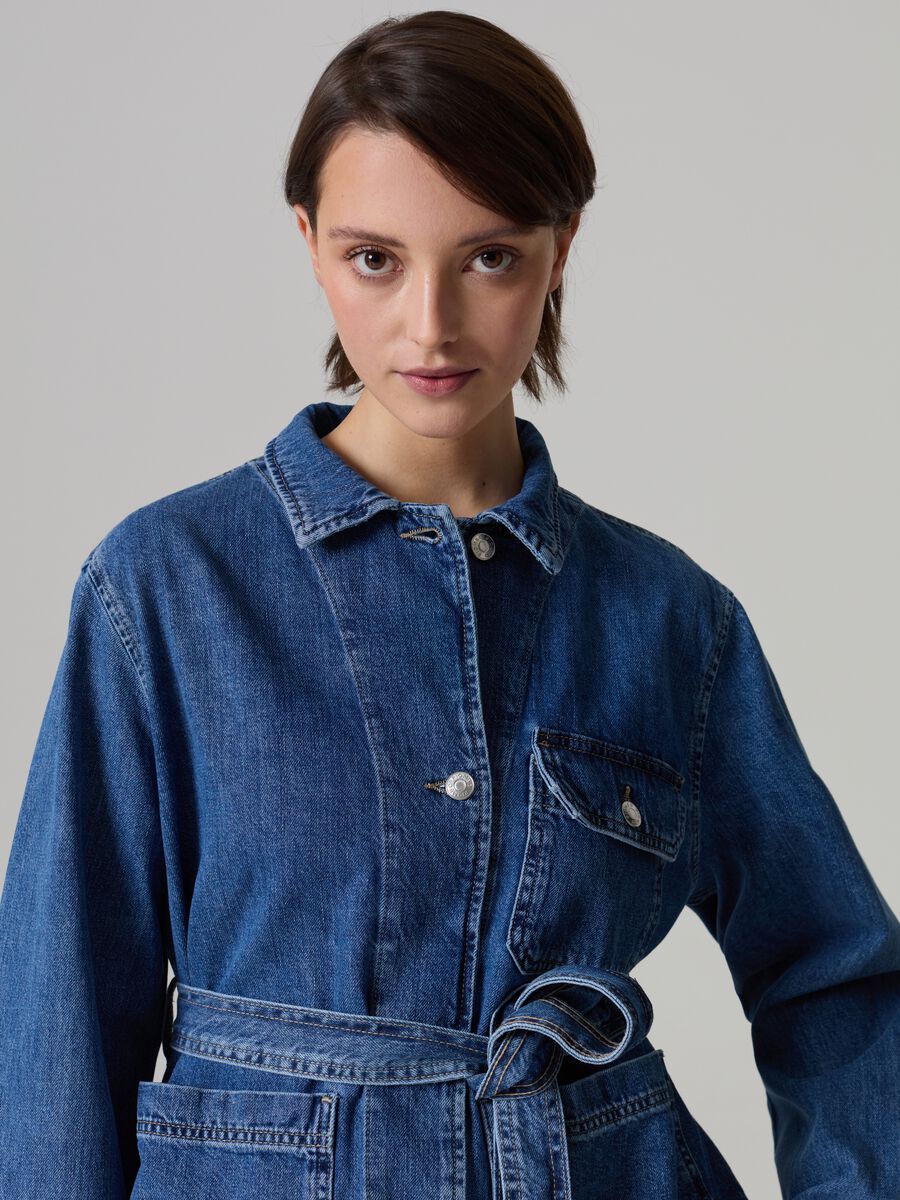 Denim shacket with belt_1