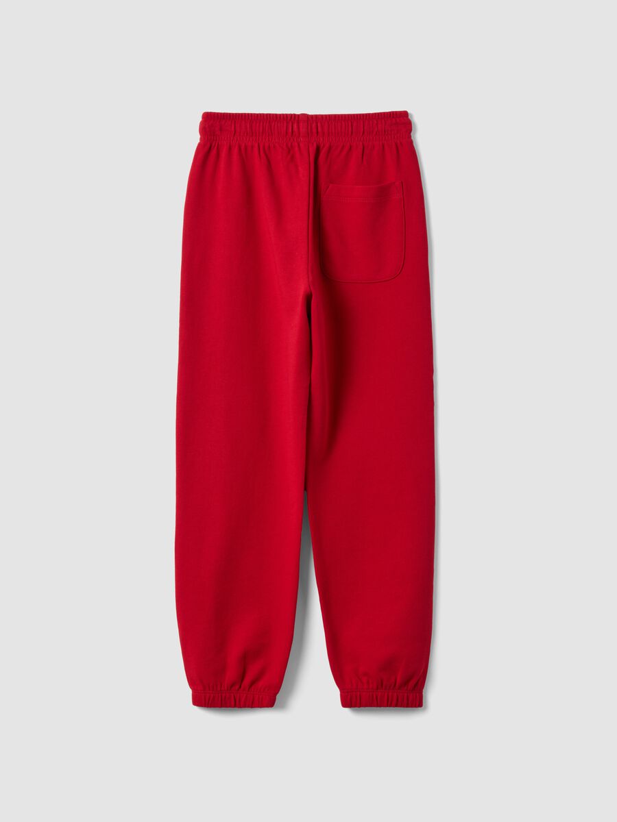 Pantaloni jogger rossi in puro cotone con stampa racing_1