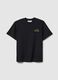 Black pure cotton relaxed fit t-shirt with emblem_4