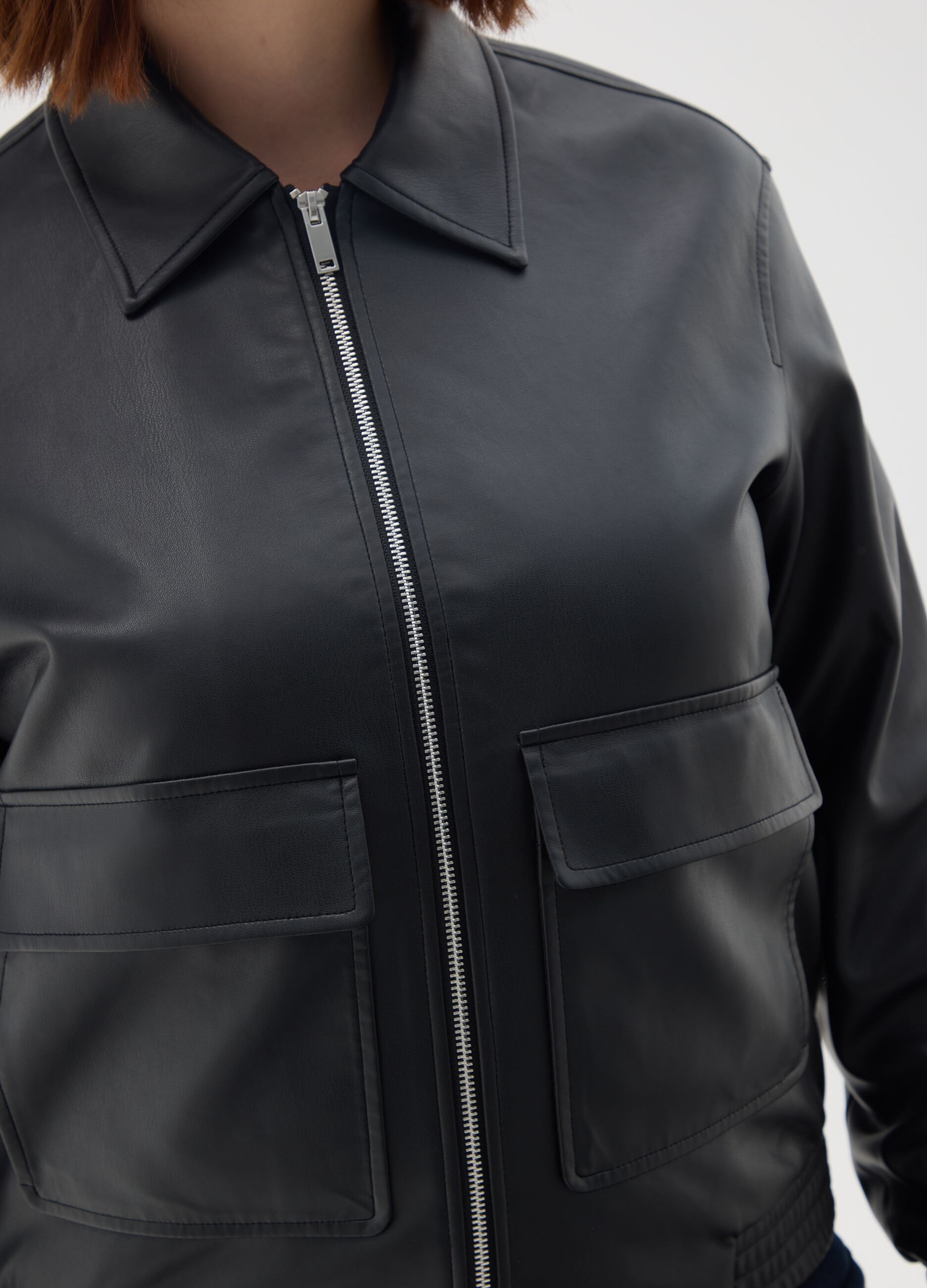 Black regular fit jacket with zip