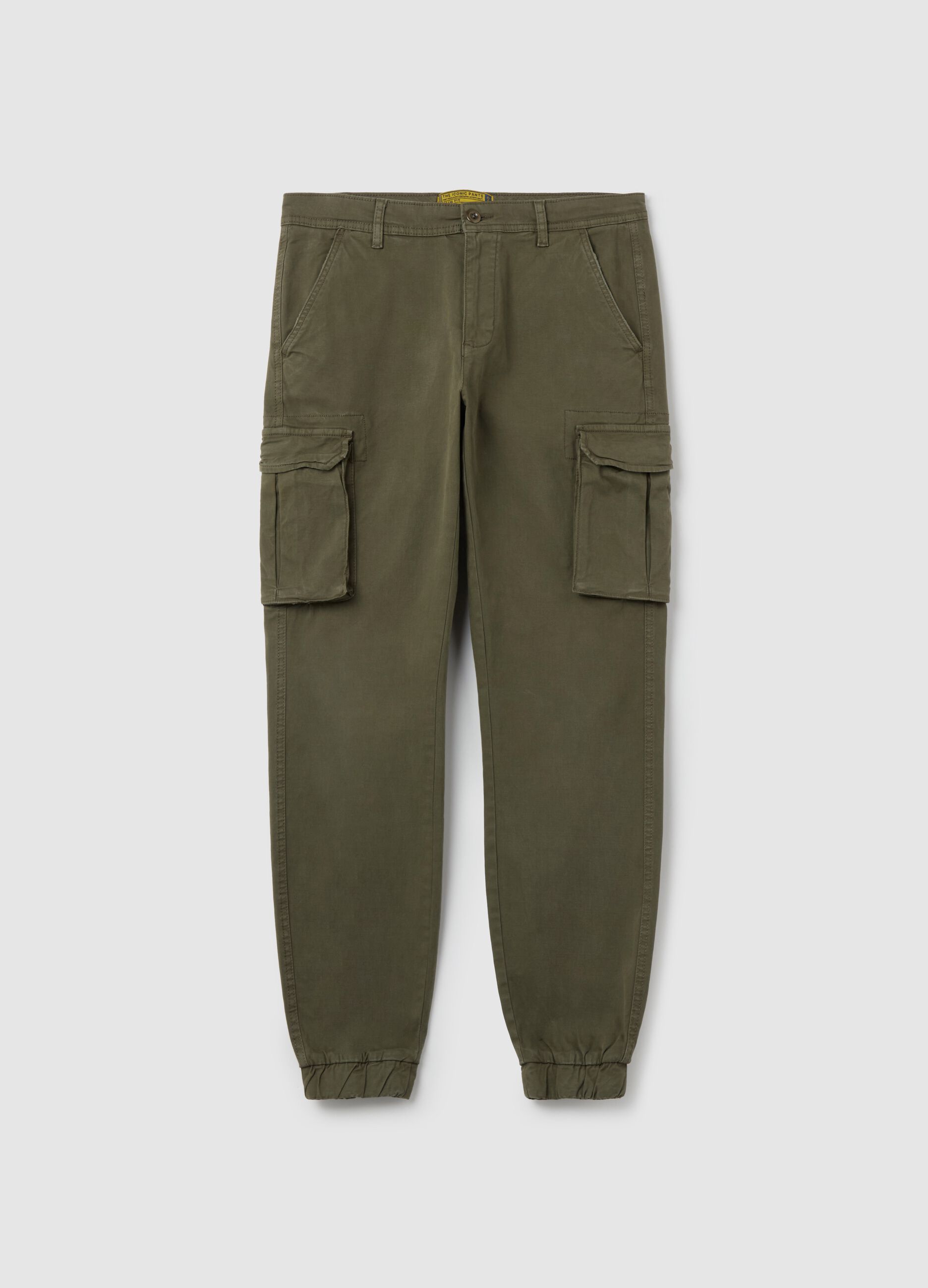 Stretch cotton cargo trousers
