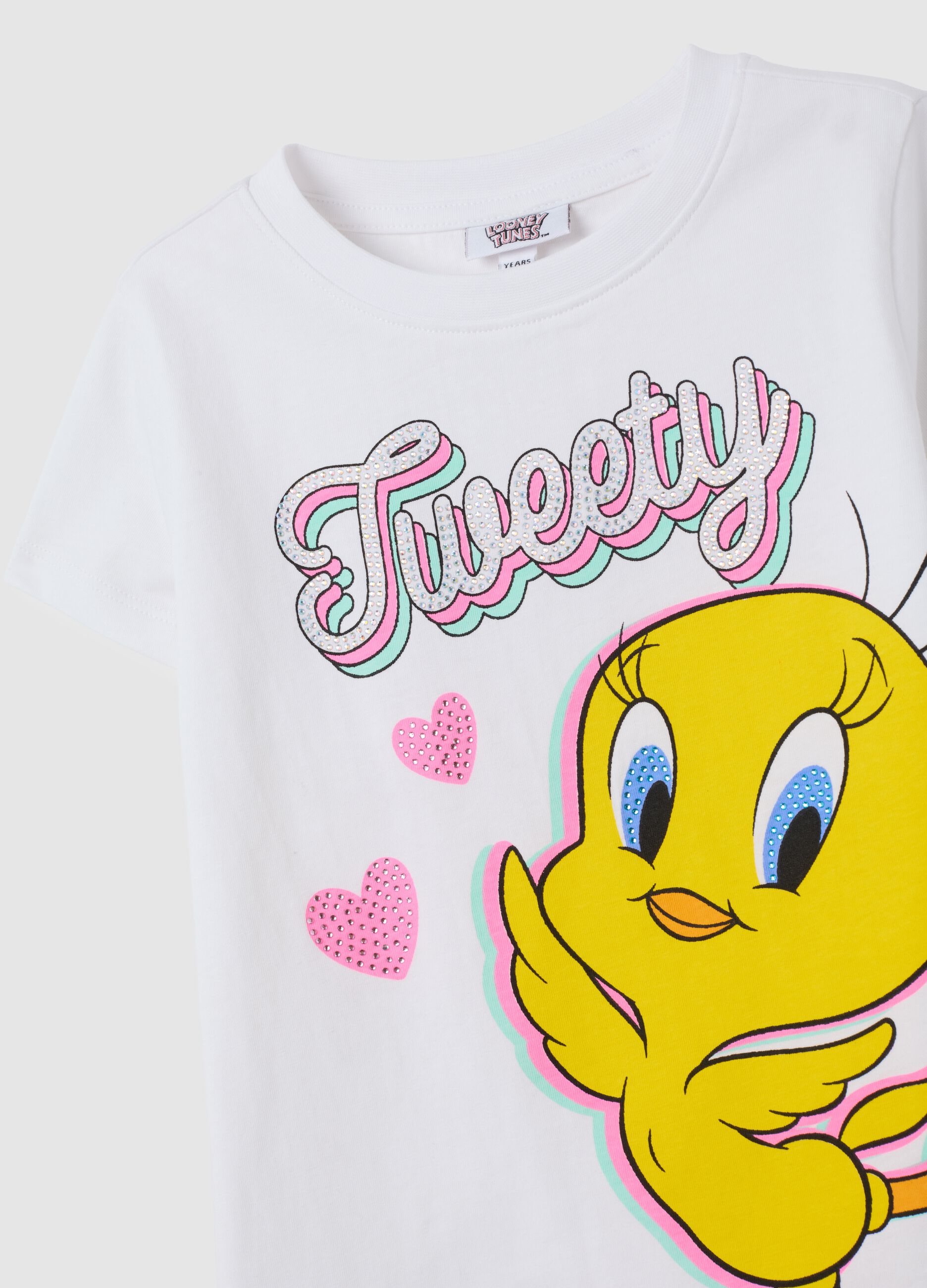 Girls' white pure cotton set regular fit with Looney Tunes prints