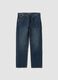 Jeans denim blu in puro cotone straight fit_0
