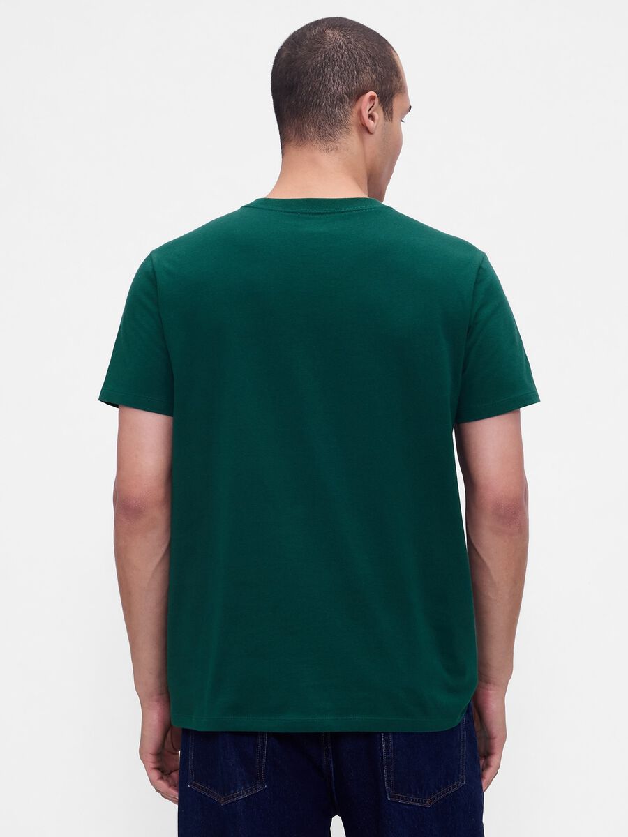 Short-sleeved green cotton T-shirt_1
