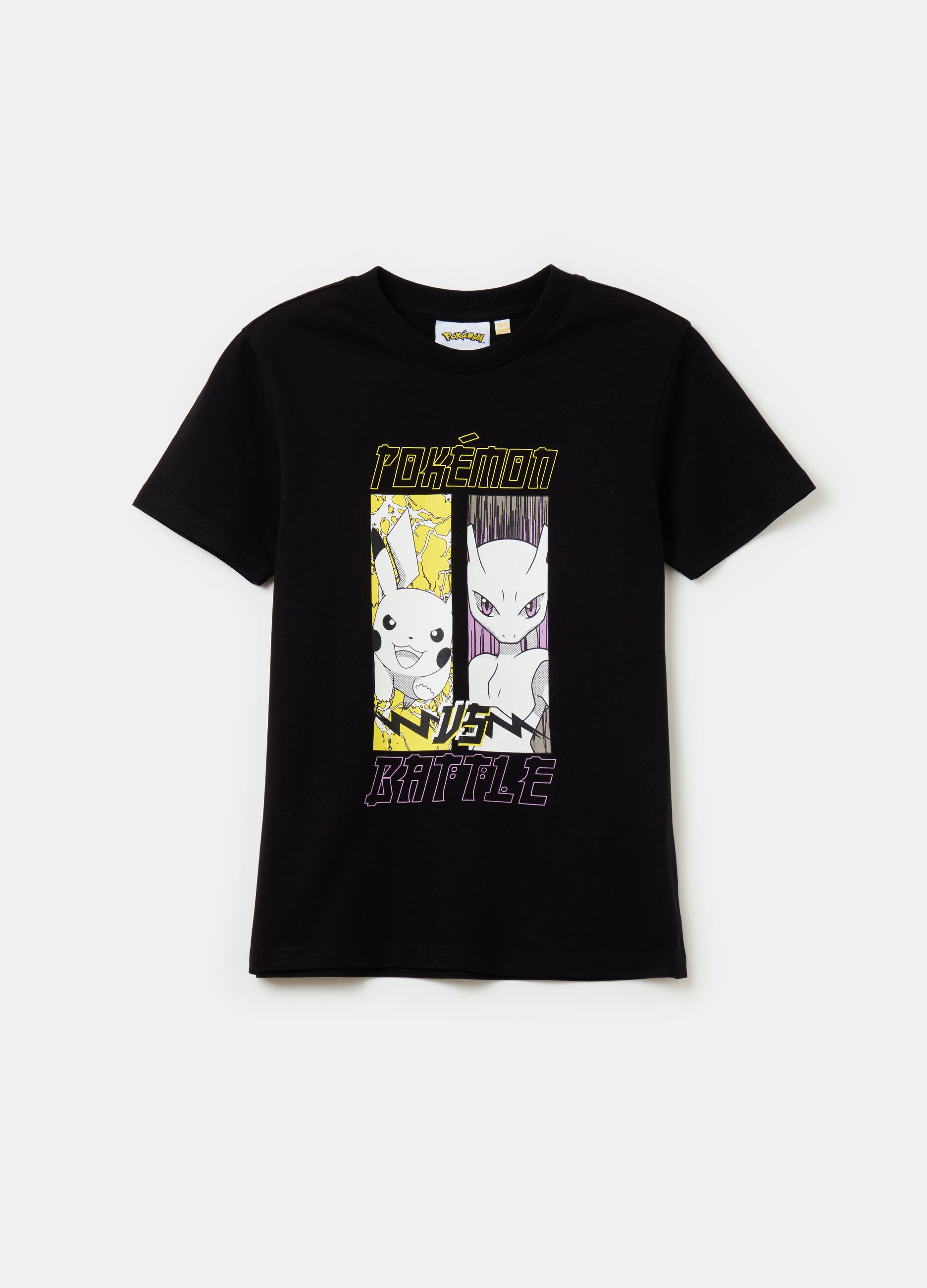 T-shirt with Pokémon Pikachu vs Mewtwo print