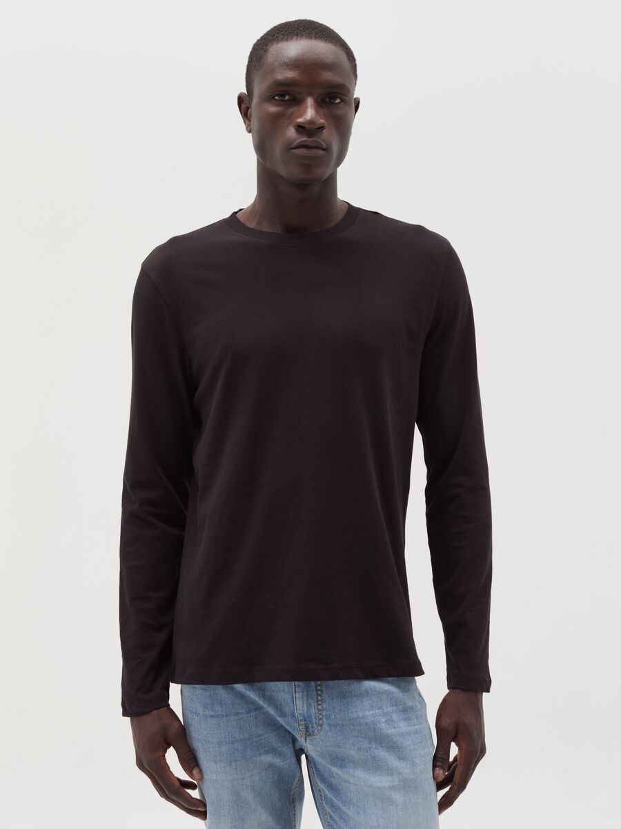 T-shirt girocollo a maniche lunghe_0