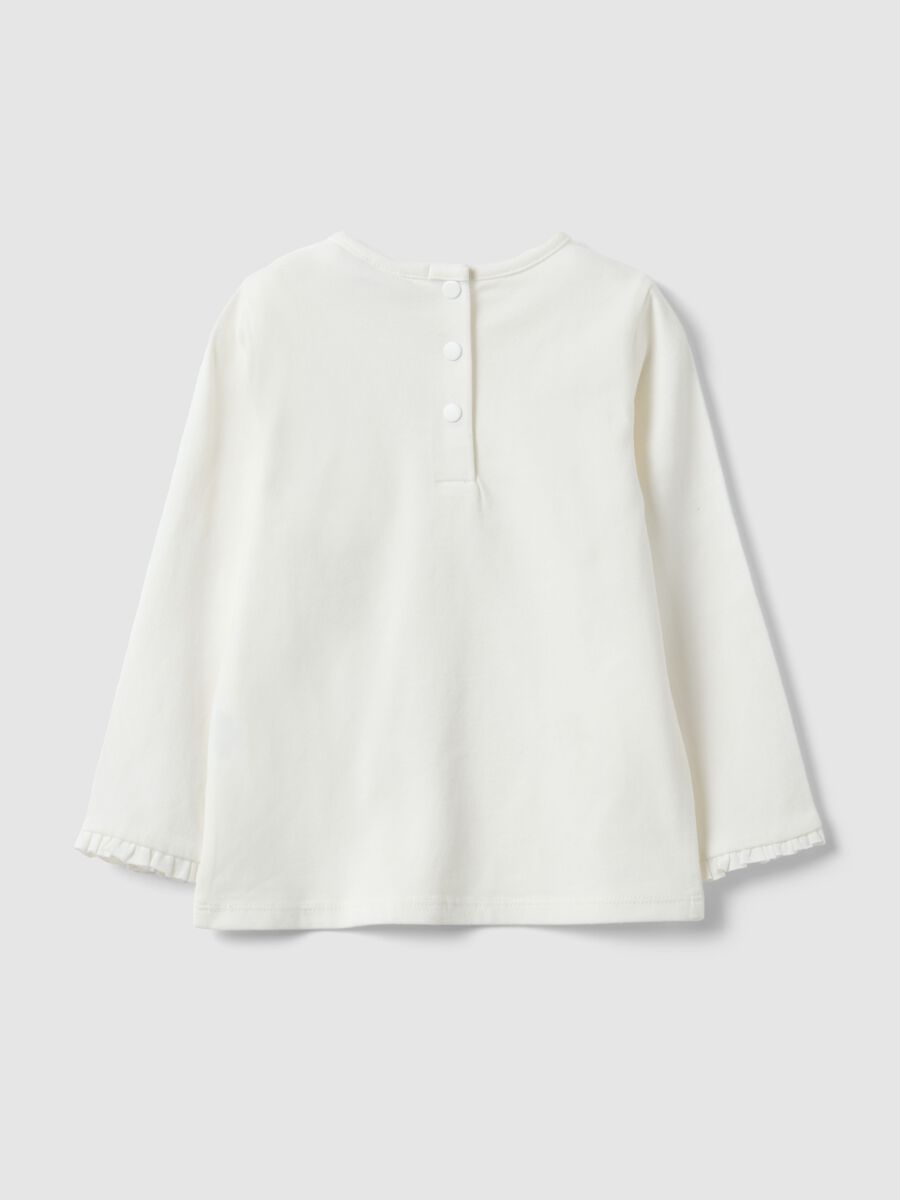 White stretch cotton T-shirt with bows for girls_1