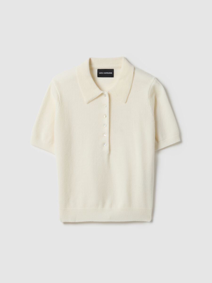 White pure wool polo neck regular fit sweater_4