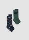 Bipack calze lunghe verdi e blu in cotone organico elasticizzato_0