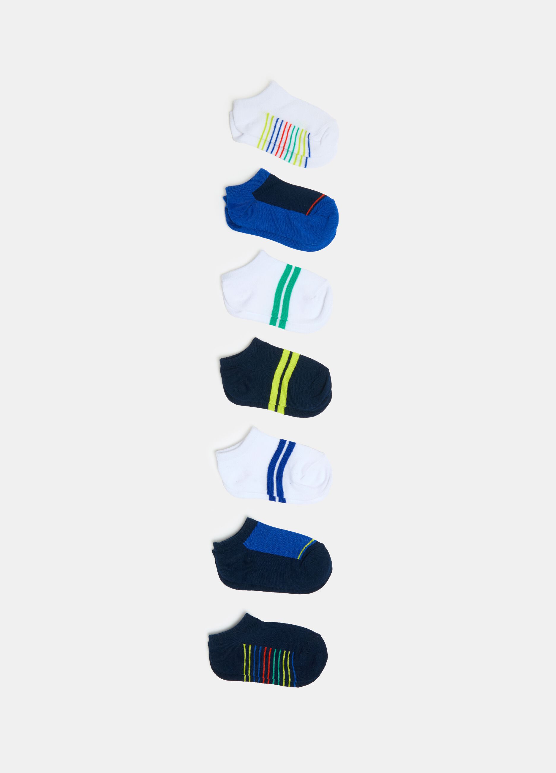 Seven-pair pack striped shoe liners