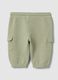 Baby green cotton-blend cargo shorts, regular fit_1