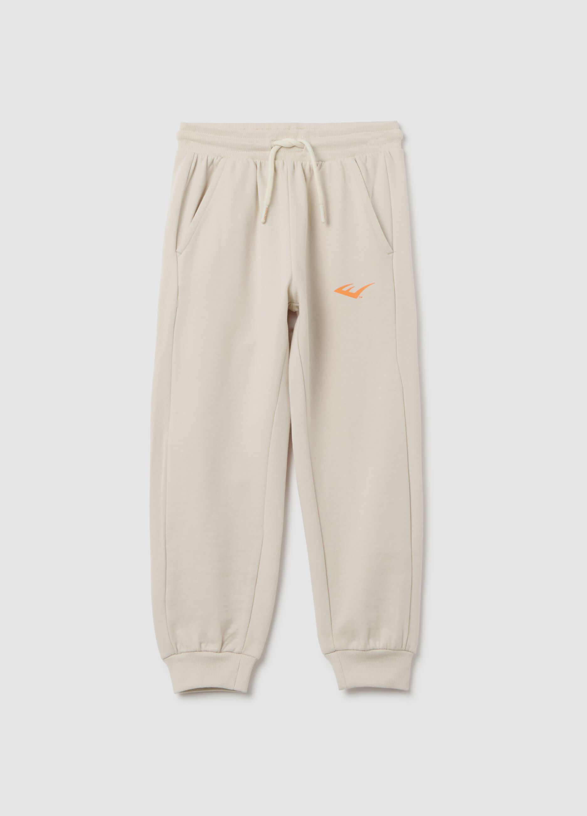 Pantaloni da bambino in puro cotone beige regular fit