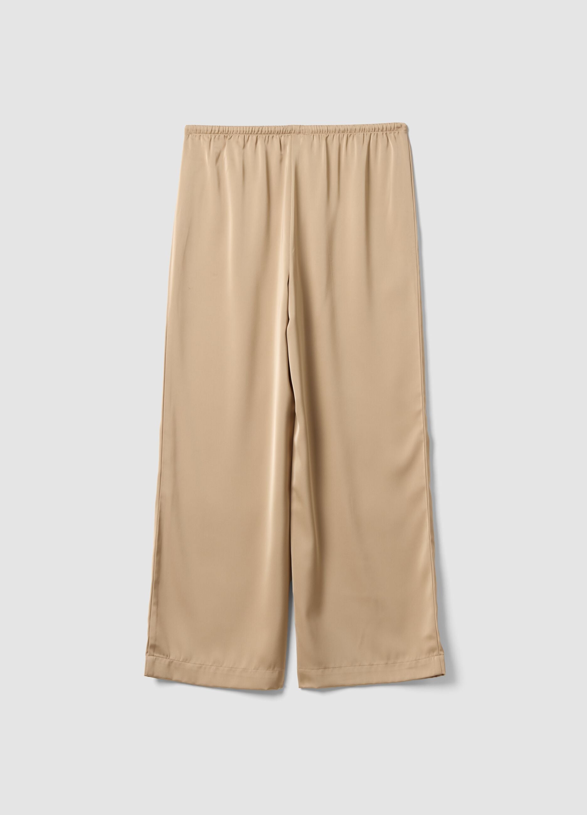 Beige wide-leg trousers with regular waist