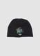Black stretch cotton beanie hat with Minecraft embroidery for boys_0