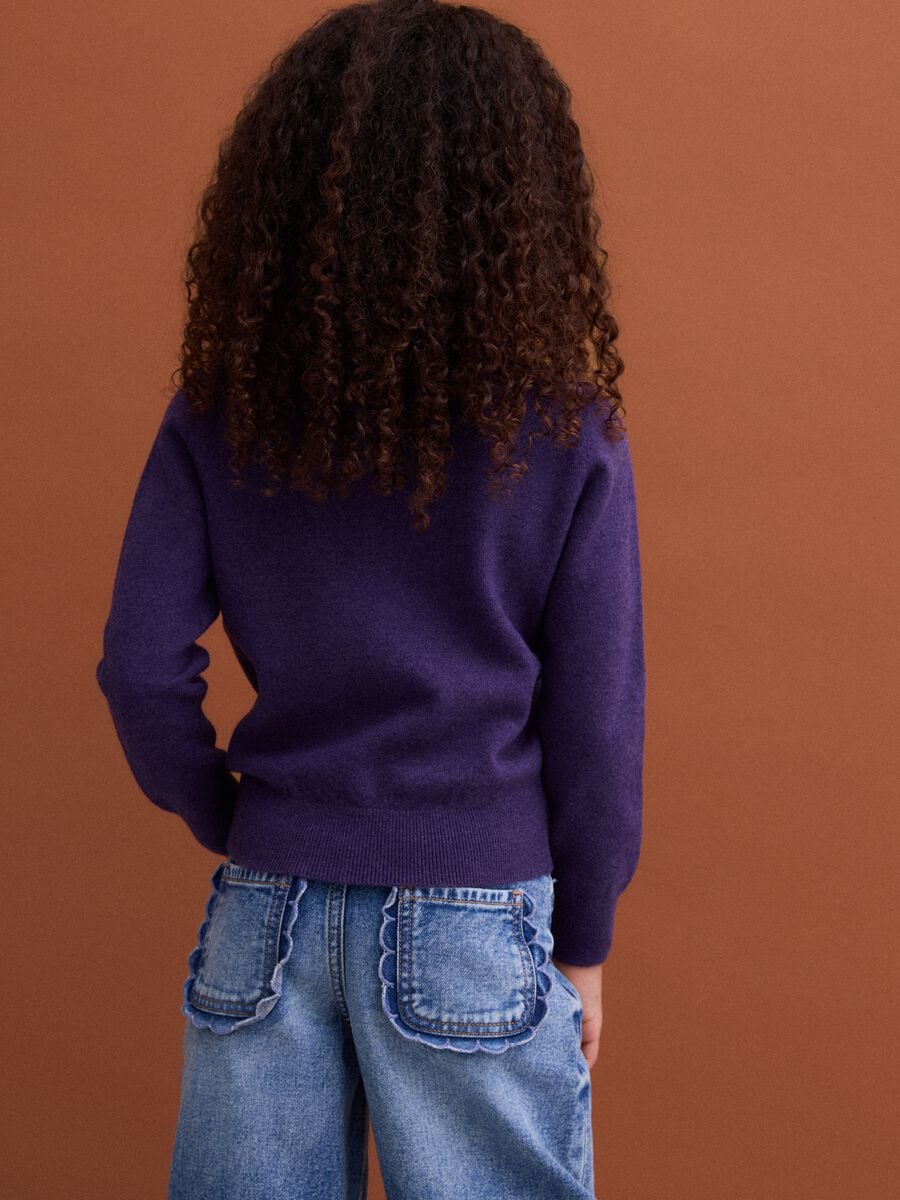 Maglione viola in pura lana a maniche lunghe regular fit_2