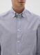 Blue cotton blend regular fit shirt_2
