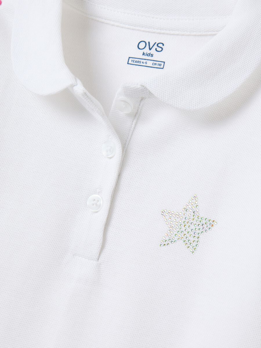 White pure cotton polo with decorative star_2