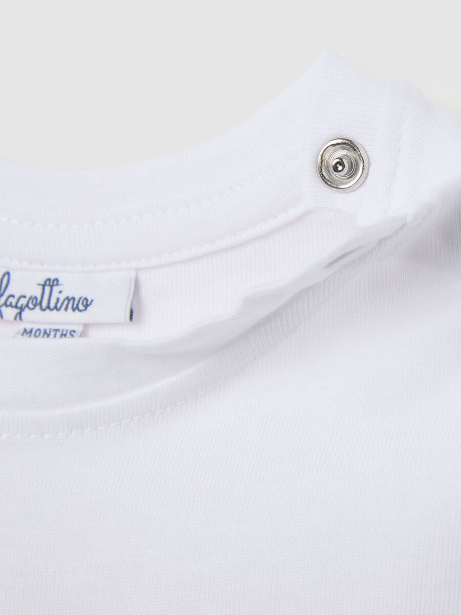 White regular fit pure cotton children's t-shirt with print_2
