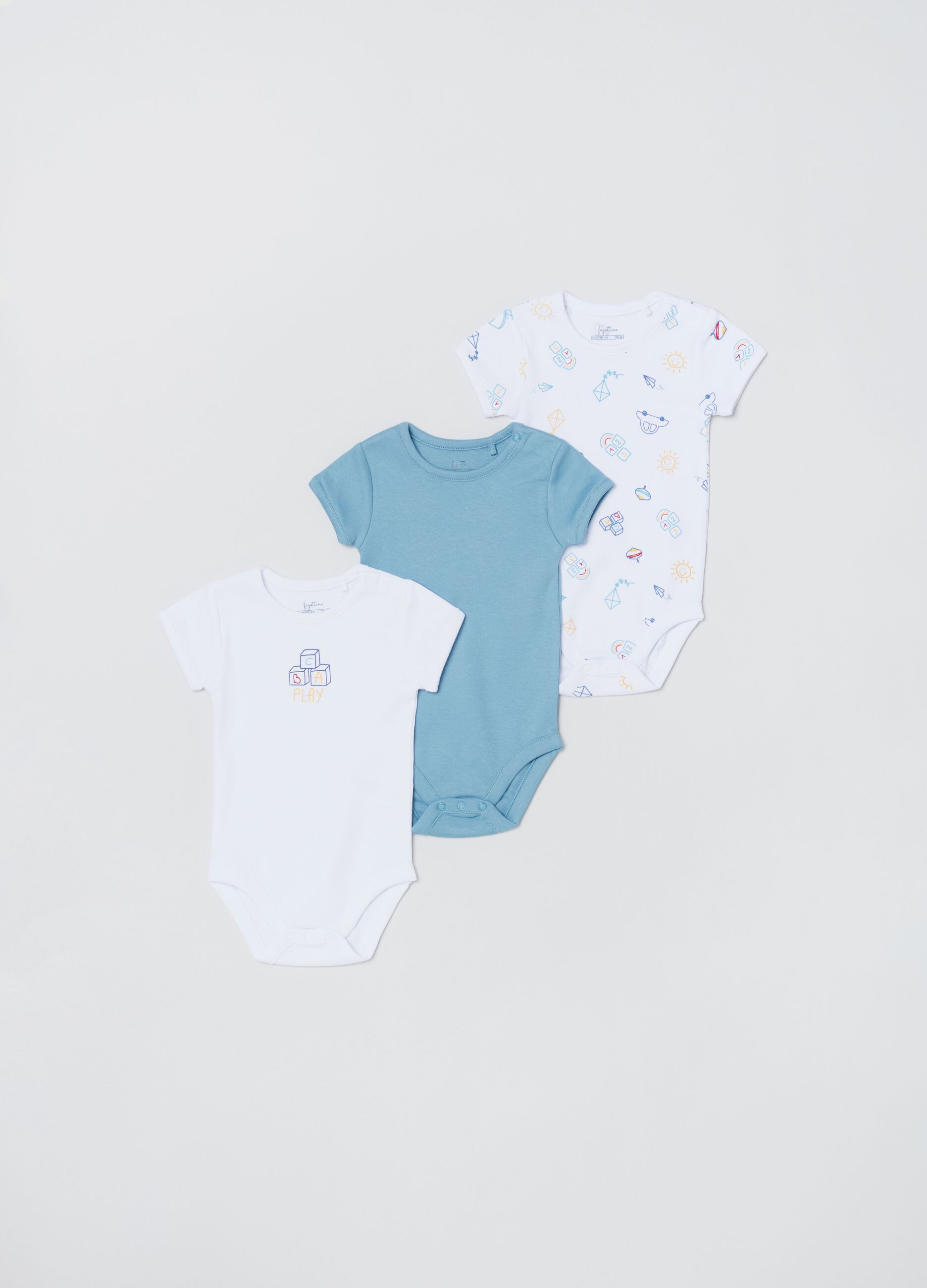 Tripack body in cotone con stampa_0