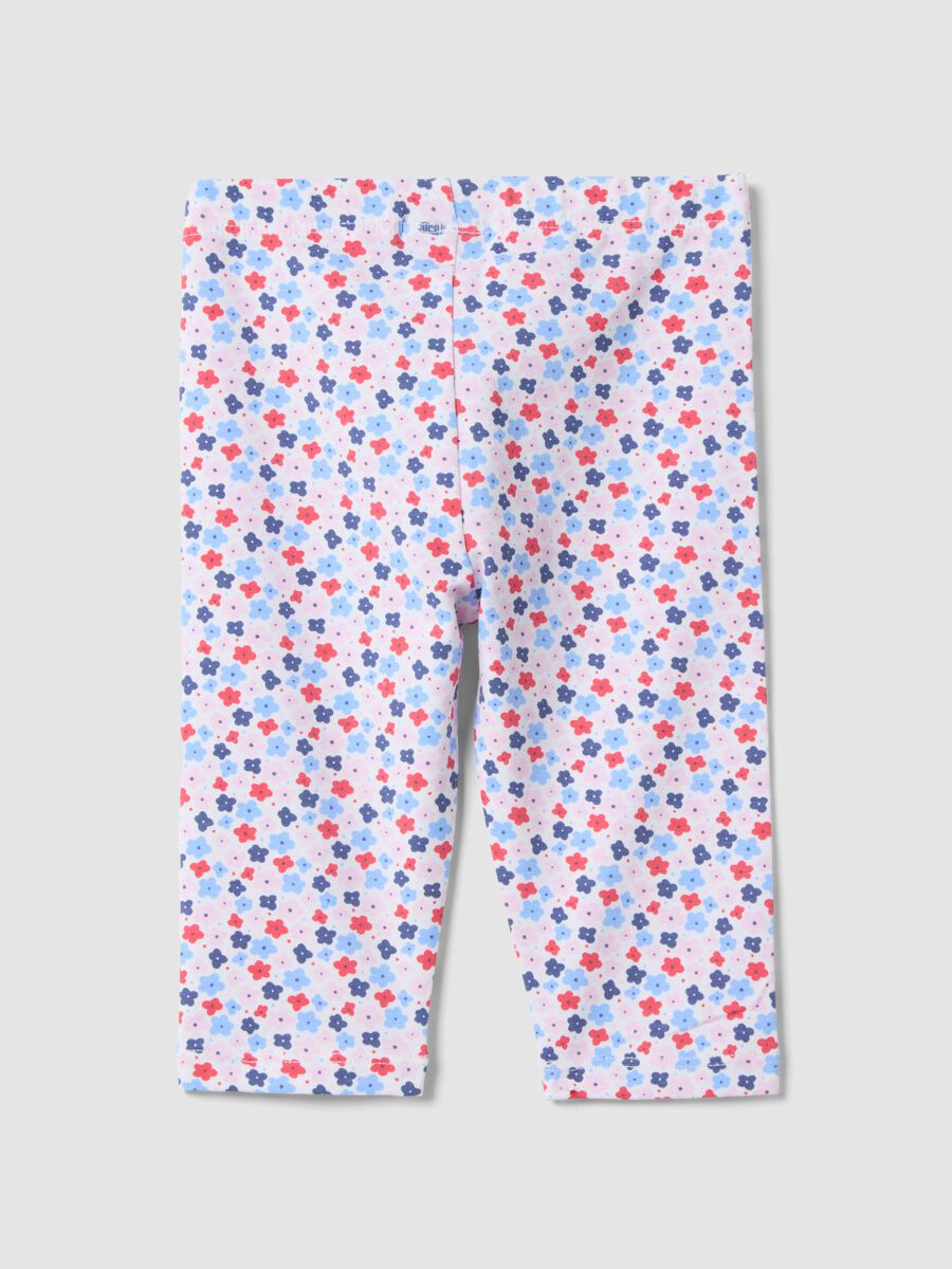 Girl's slim fit multicoloured cotton leggings with flowers_1