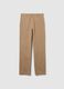 Beige baggy stretchy cotton blend trousers_5