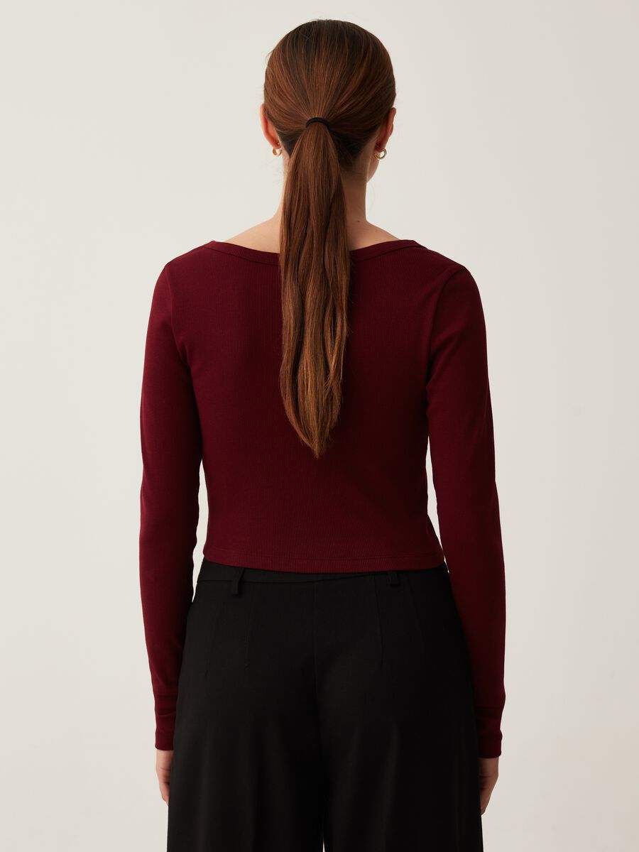 T-shirt cropped a maniche lunghe con bottoni_2