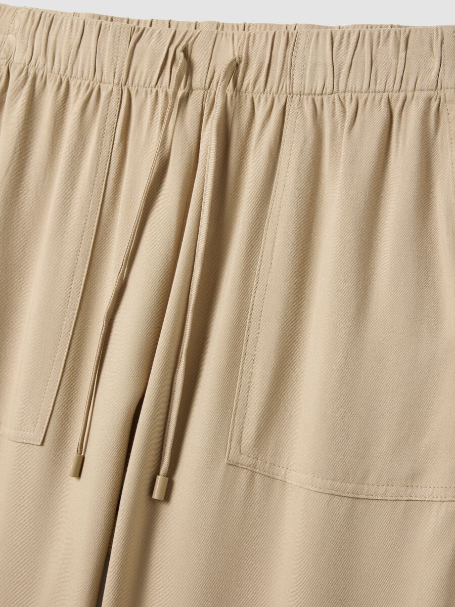 Beige Pure Viscose Jogger Trousers Regular Fit_5
