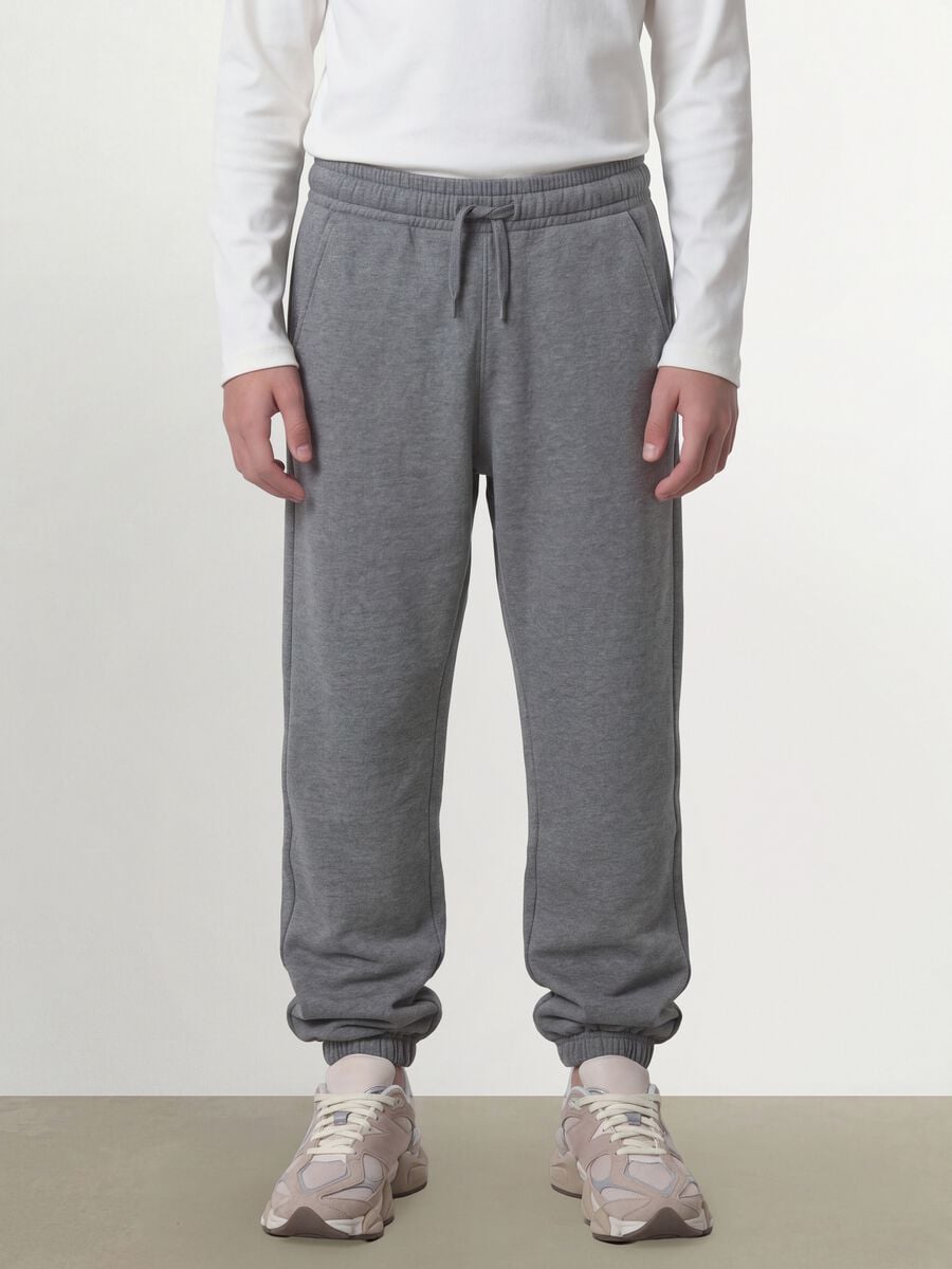 Grey marl joggers in organic cotton and viscose blend_3