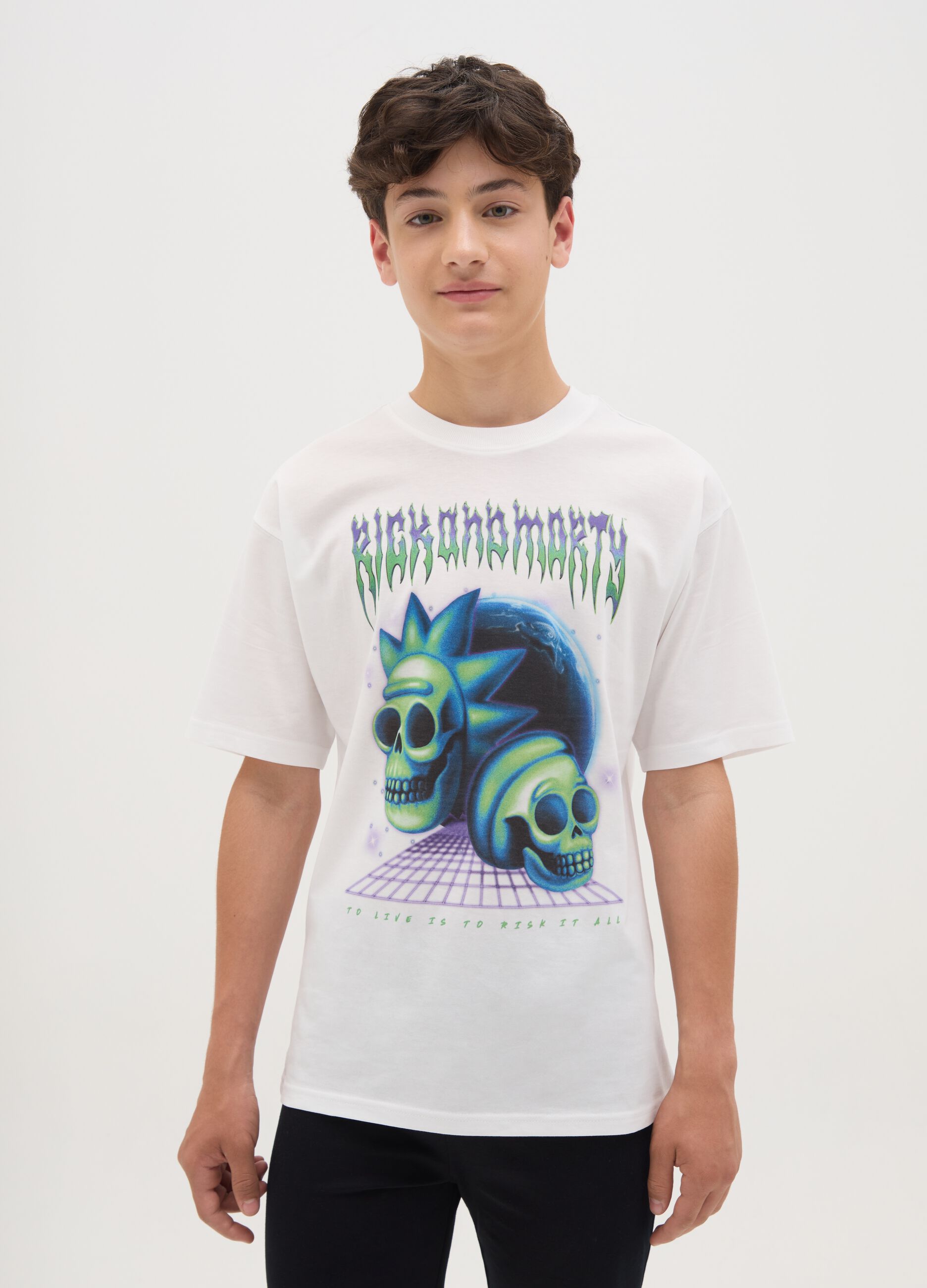 Boys' white pure cotton regular fit t-shirt