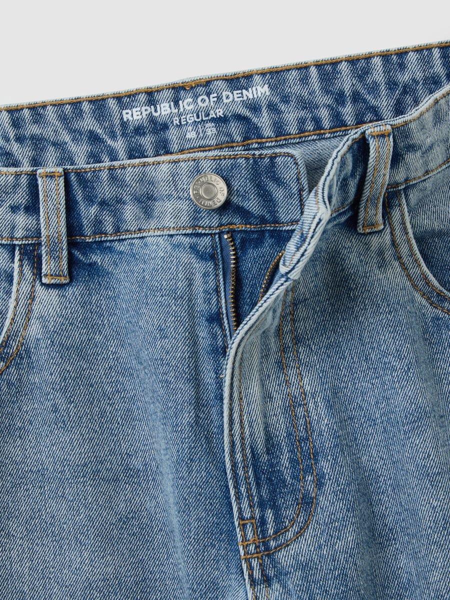 Regular fit blue denim jeans_5