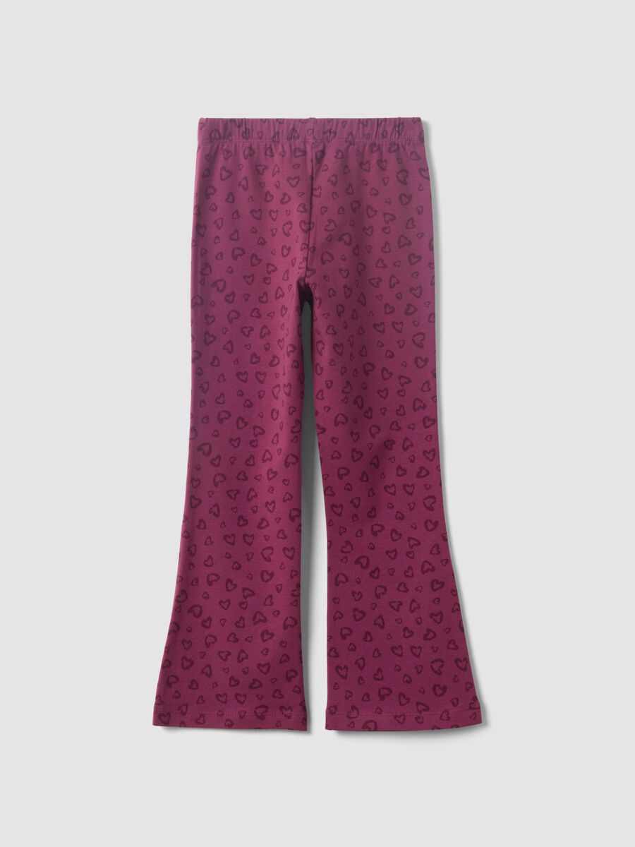 Purple skinny organic cotton leggings with heart print for girls_1