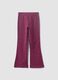 Leggings skinny viola in cotone organico con stampa di cuori per bambina_1